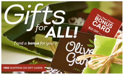Olive Garden Free 10 Bonus Card When You Spend At Least 50 In