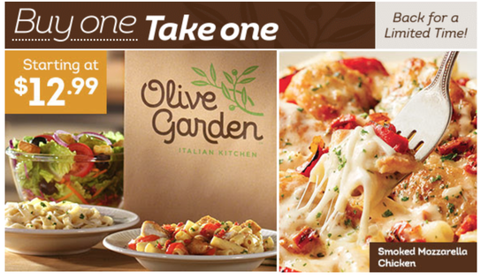 Hot Olive Garden Buy One For 12 99 Take One For Free Dapper