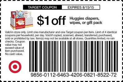 New $1/1 Huggies Diapers, Wipes, or Gift Pack Target Store Coupon when ...