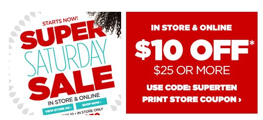 JCPenney: Super Saturday Sale + $10 off $25 Printable Coupon - Dapper Deals