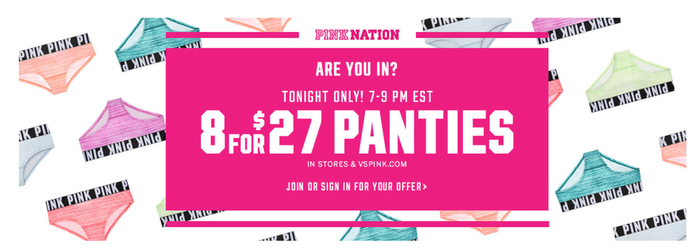 TONIGHT: 7/$35 PINK Panties! From 5PM-11PM ET! - Victoria's Secret